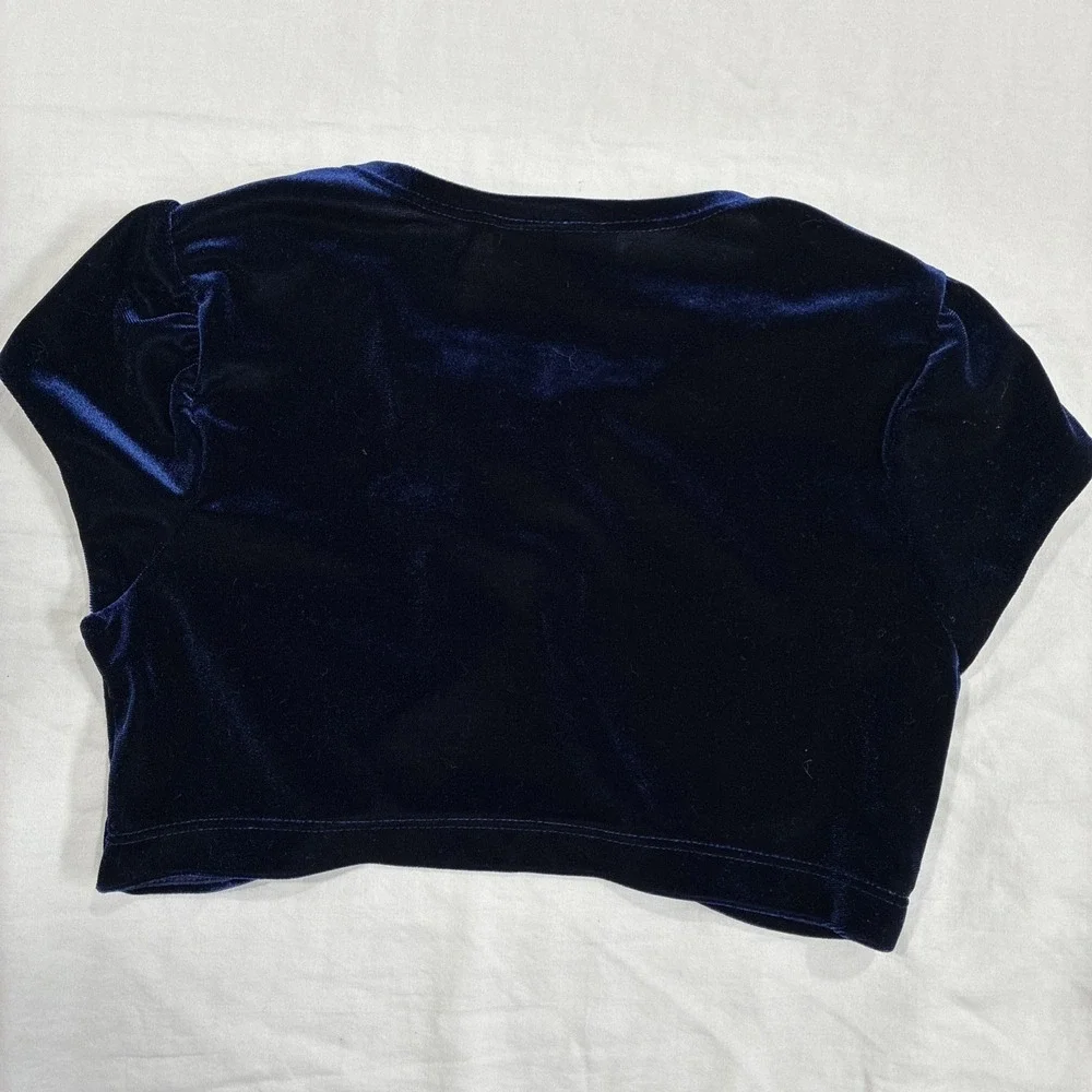 Jona Michelle Blue Velvet‎ Short Sleeve 1 Button Shrug Size Girls 8